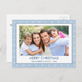 ダスティパステルブルークリスマススノーフレークファミリーフォト シーズンポストカード (正面/裏面)