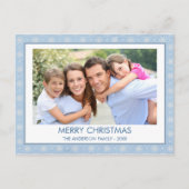 ダスティパステルブルークリスマススノーフレークファミリーフォト シーズンポストカード (正面)