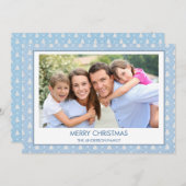 ダスティパステルブルークリスマスツリーファミリーフォト シーズンカード (正面/裏面)