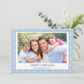 ダスティパステルブルークリスマスツリーファミリーフォト シーズンカード (スタンド正面)