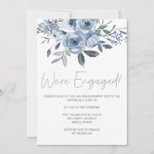 ダスティパステルブルーフラワーズ婚約パーティ 招待状 (正面)