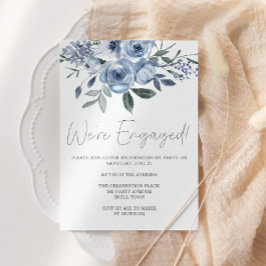 ダスティパステルブルーフラワーズ婚約パーティ 招待状