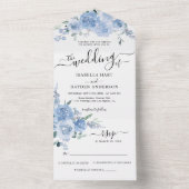 ダスティパステルライトブルーフローラボホウェディングRSVP オールインワン招待状 (内側)