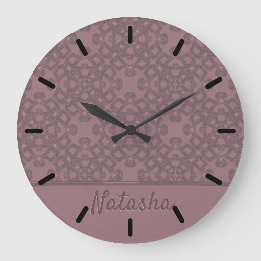 ダスティパーソナライズされたバラパターン ラージ壁時計 (正面)