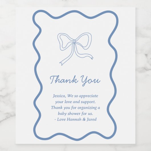 ダスティパーソナライズされたブルーありがとうノートワインラベル ワインラベル (シングルラベル)