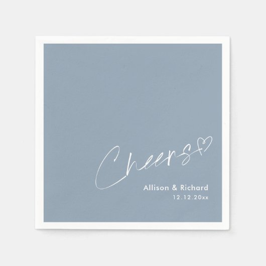 ダスティパーソナライズされたブルー応援:結婚のトースト スタンダードカクテルナプキン (正面)