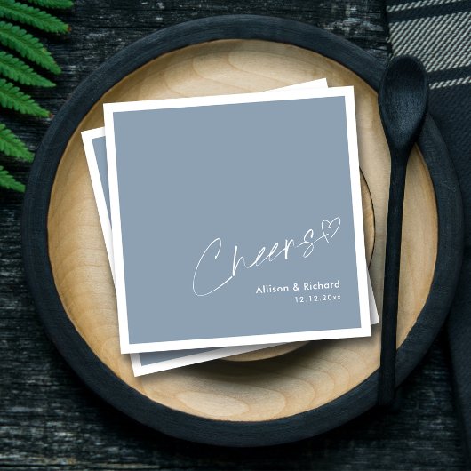 ダスティパーソナライズされたブルー応援:結婚のトースト スタンダードカクテルナプキン