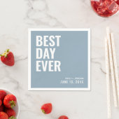 ダスティパーソナライズされたブルー最高のデーのエバ結婚ーズ スタンダードカクテルナプキン (インサイチュ)