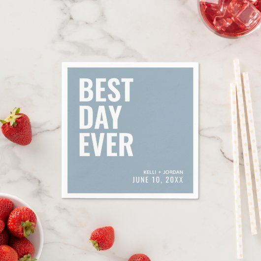 ダスティパーソナライズされたブルー最高のデーのエバ結婚ーズ スタンダードカクテルナプキン (インサイチュ)