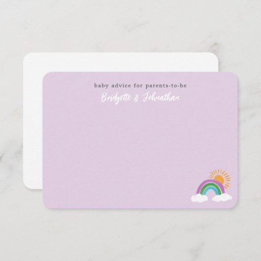 ダスティパープルかわいらしレインボーサンシャインベビーアドバイス 出欠カード (正面/裏面)