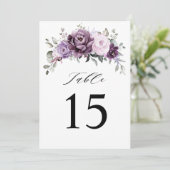 ダスティパープルのテー結婚ブル番号カードの濃淡 招待状 (スタンド正面)