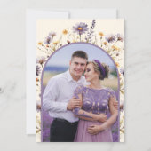 ダスティパープルのボヘミアンな野生の花の結婚式の写真 セーブザデート (裏面)
