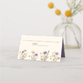 ダスティパープルのボヘミアンな野生の花の結婚式 プレイスカード (正面)