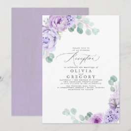 ダスティパープルのロマンチックな結婚式のイブニングレセプション 招待状