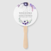 ダスティパープルの結婚式 水彩フラワーファーバー ハンドファン (正面)