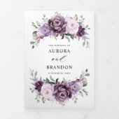 ダスティパープルの花々が咲き誇るムーディーなフラワーズウェディング 三つ折り案内状 (カバー)