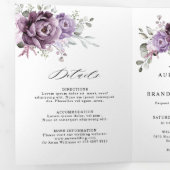 ダスティパープルの花々が咲き誇るムーディーなフラワーズウェディング 三つ折り案内状 (内部最初)