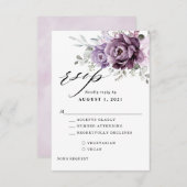 ダスティパープルの花々が咲き誇るムーディーなフラワーズウェディング 出欠カード (正面/裏面)