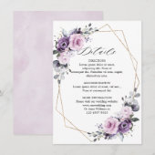 ダスティパープルの花々が咲き誇る幾何学的なウェディングの詳細 エンクロージャーカード (正面/裏面)