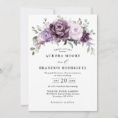 ダスティパープルの花の様々な色合いが1つのウェディングに 招待状 (正面)