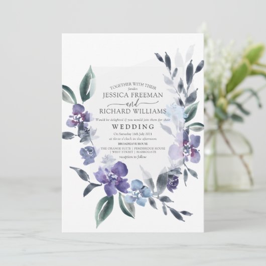 ダスティパープルの花園ウェディング招待状 招待状 (スタンド正面)