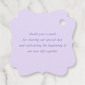 ダスティパープルの花 エレガントな結婚式のお礼 フェイバータグ (裏面)