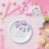 ダスティパープルの花 エレガント ロマンティック ペーパープレート (パーティー)