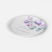 ダスティパープルの花 エレガント ロマンティック ペーパープレート (アングル)