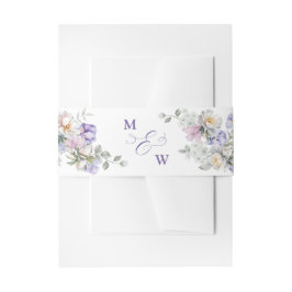 ダスティパープルアイリス&ホワイト牡丹結婚植物園 招待状ベリーバンド