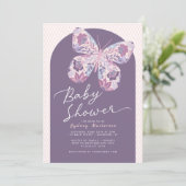 ダスティパープルアーチバタフライベビーシャワー招待状 招待状 (スタンド正面)