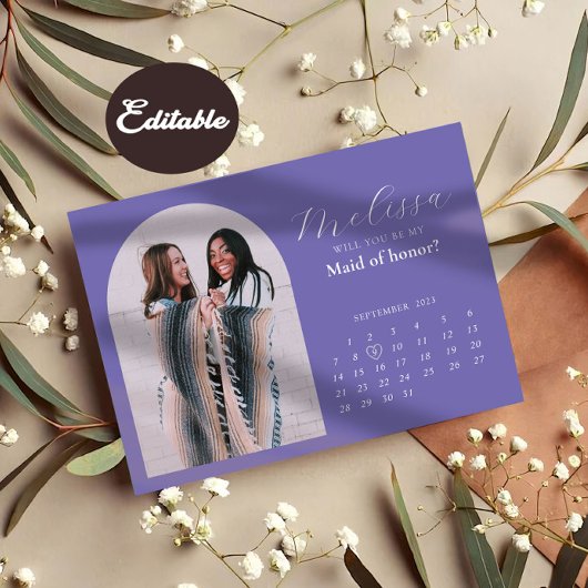ダスティパープルアーチブリデスメイド提案カード 招待状