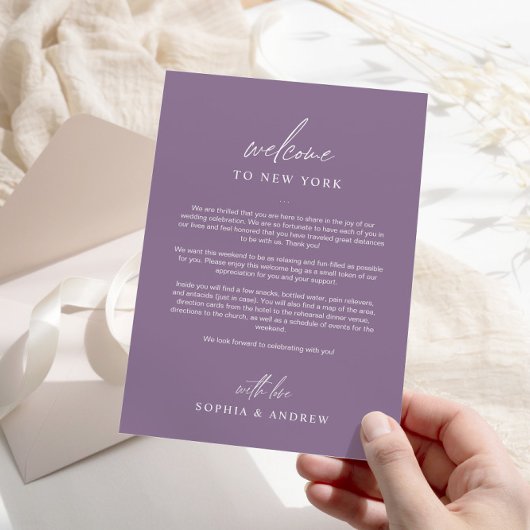 ダスティパープルウェルカム旅程サンキューカード 招待状