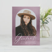 ダスティパープルウォーターカラーアーチ卒業パーティー 招待状 (スタンド正面)