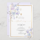 ダスティパープルウォーター色スイートピース《キリスト教》洗礼式や命名式 招待状 (正面/裏面)