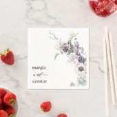 ダスティパープルエレガントフローラカスタムウェディング スタンダードカクテルナプキン (インサイチュ)