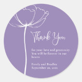 ダスティパープルエレガントフローラ結婚の感謝 ラウンドシール (正面)