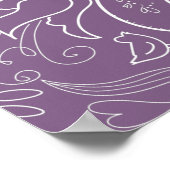 ダスティパープルエレガントフローラ結婚の歓迎 ポスター (角)