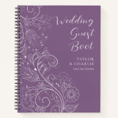 ダスティパープルエレガントフローラ結婚ズゲストブック ノートブック (正面)