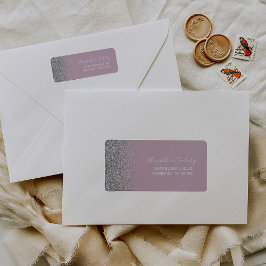 ダスティパープルシルバー結婚グリッター差出人住所 ラベル