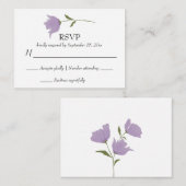 ダスティパープルシンプルフローラ結婚式RSVP応答 エンクロージャーカード (正面/裏面)