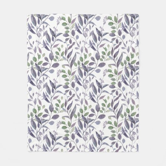 ダスティパープルセージ緑離れの緑 フリースブランケット (正面)