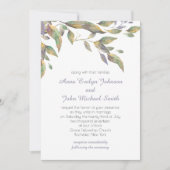 ダスティパープルセージ緑離れ金ゴールドズ結婚ズ | 招待状 (正面)