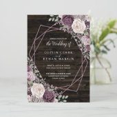 ダスティパープルバラフローラダークウッド上の幾何学的 招待状 (スタンド正面)