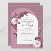 ダスティパープルフラワーアーチフォト結婚式招待状 招待状 (正面/裏面)