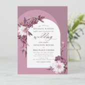 ダスティパープルフラワーアーチフォト結婚式招待状 招待状 (スタンド正面)