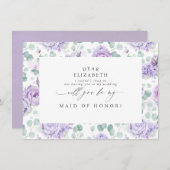 ダスティパープルフローラは私の花嫁になる 招待状 (正面/裏面)