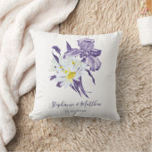 ダスティパープルフローラアイリスホワイトデイジー結婚ズ クッション (ブランケット)