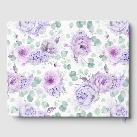 ダスティパープルフローラエレガントウェディングゲストブック ゲストブック (裏面)