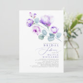 ダスティパープルフローラエレガントミニマルブライダルシャワー 招待状 (スタンド正面)