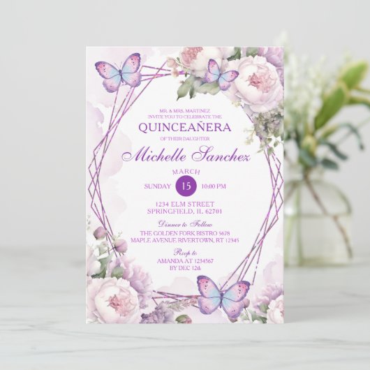 ダスティパープルフローラガールバタフライキンセアニラ 招待状 (スタンド正面)